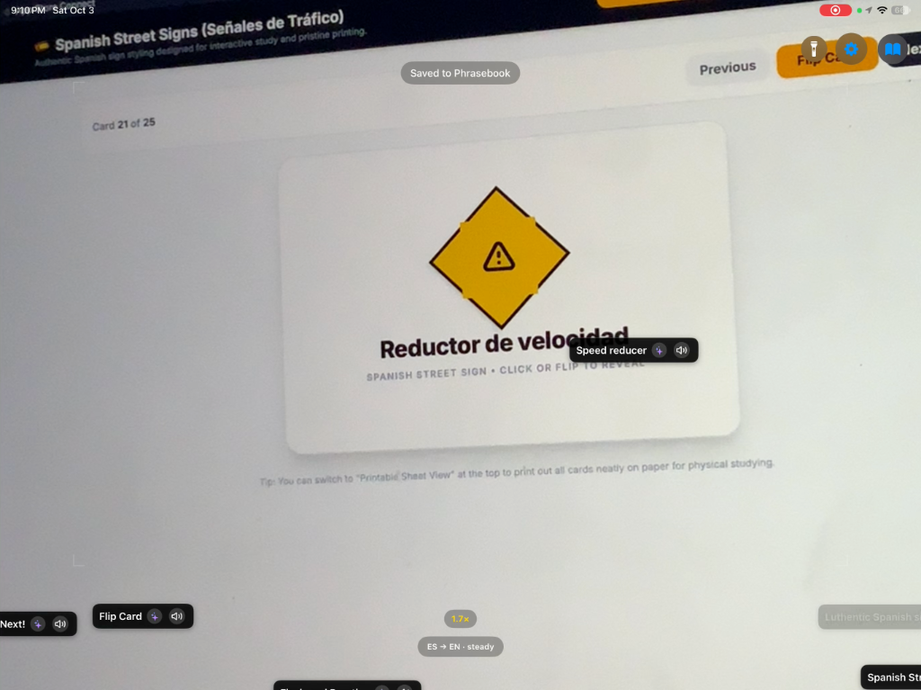 Verbal Lens Live Camera Translation interface